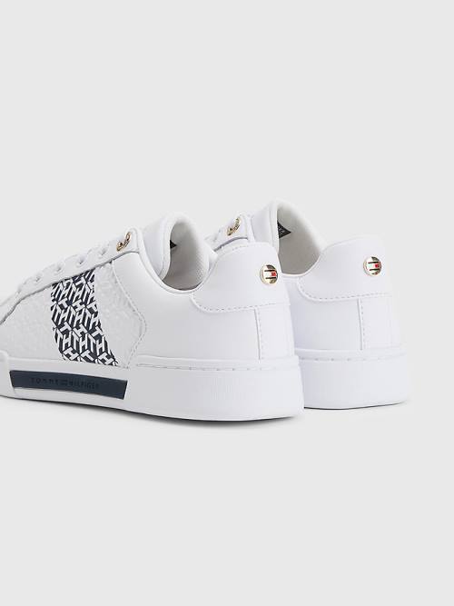 Tommy Hilfiger Leren TH Monogram Cupsole Sneakers Dames Blauw | TH523VHE