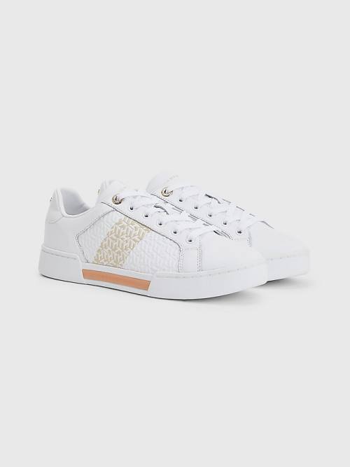 Tommy Hilfiger Leren TH Monogram Cupsole Sneakers Dames Roze | TH976APQ