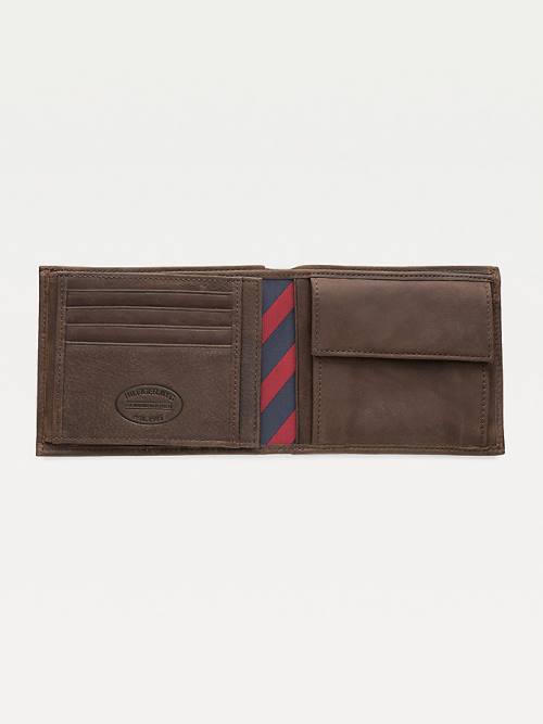 Tommy Hilfiger Leren Trifold Portefeuille Heren Bruin | TH275FLK