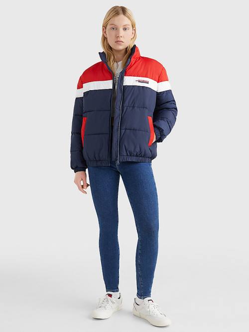 Tommy Hilfiger Lichtgewicht Colour-Blocked Puffer Jassen Dames Blauw | TH035LAE