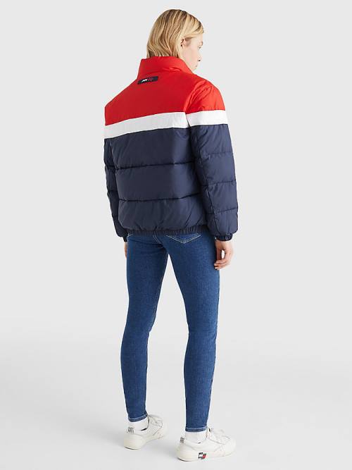 Tommy Hilfiger Lichtgewicht Colour-Blocked Puffer Jassen Dames Blauw | TH035LAE