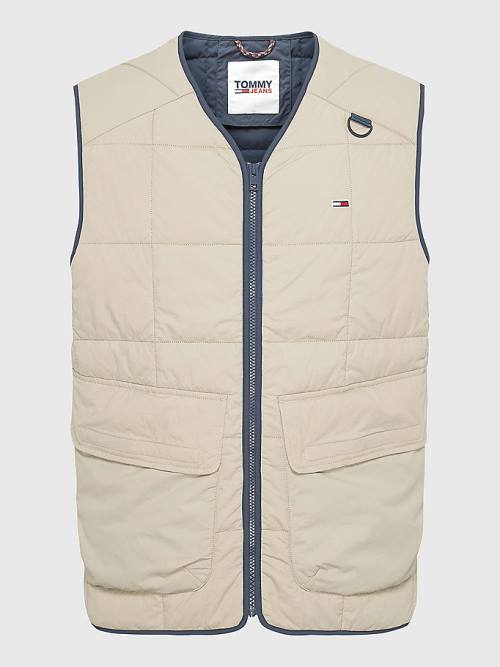 Tommy Hilfiger Lichtgewicht Quilted Zip-Thru Mouwloos Vest Jassen Heren Beige | TH950FWM