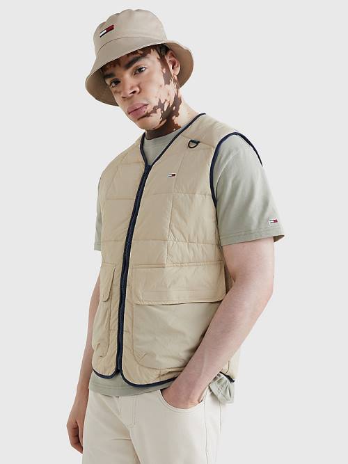 Tommy Hilfiger Lichtgewicht Quilted Zip-Thru Mouwloos Vest Jassen Heren Beige | TH950FWM