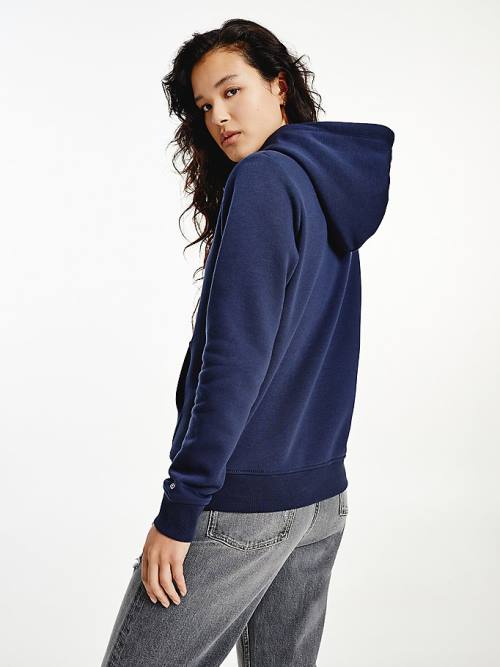 Tommy Hilfiger Linear Logo Hoodie Dames Blauw | TH346HXN