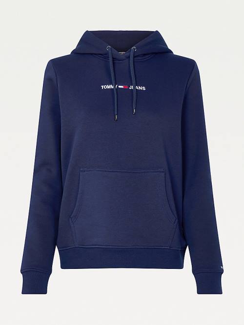 Tommy Hilfiger Linear Logo Hoodie Dames Blauw | TH346HXN