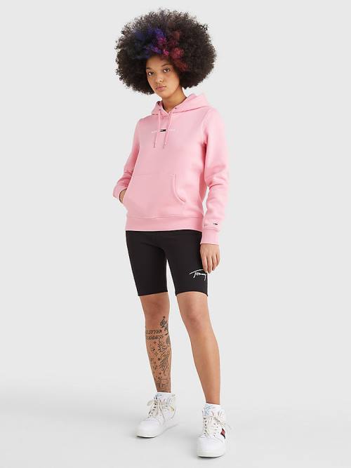 Tommy Hilfiger Linear Logo Hoodie Dames Roze | TH785FYR