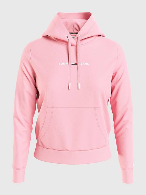 Tommy Hilfiger Linear Logo Hoodie Dames Roze | TH785FYR