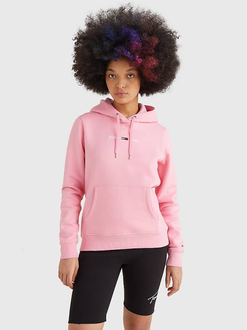 Tommy Hilfiger Linear Logo Hoodie Dames Roze | TH785FYR