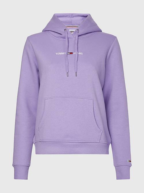 Tommy Hilfiger Linear Logo Hoodie Dames Paars | TH987WEQ