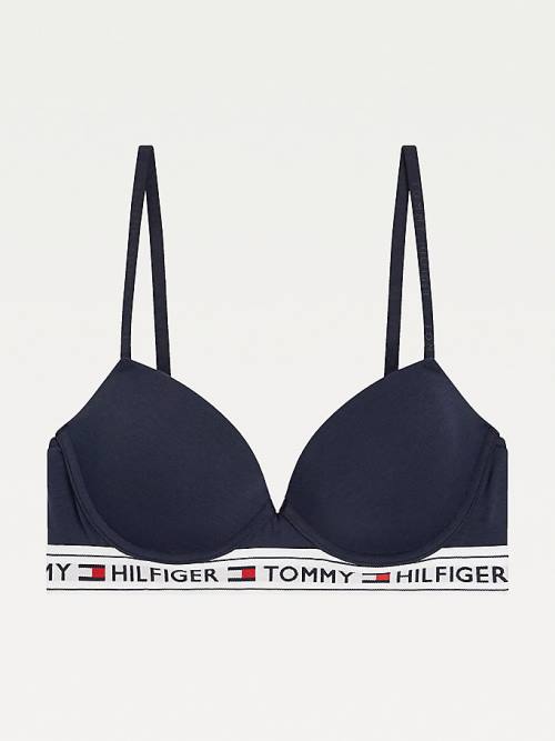 Tommy Hilfiger Logo Band Bra Ondergoed Dames Blauw | TH910ATU