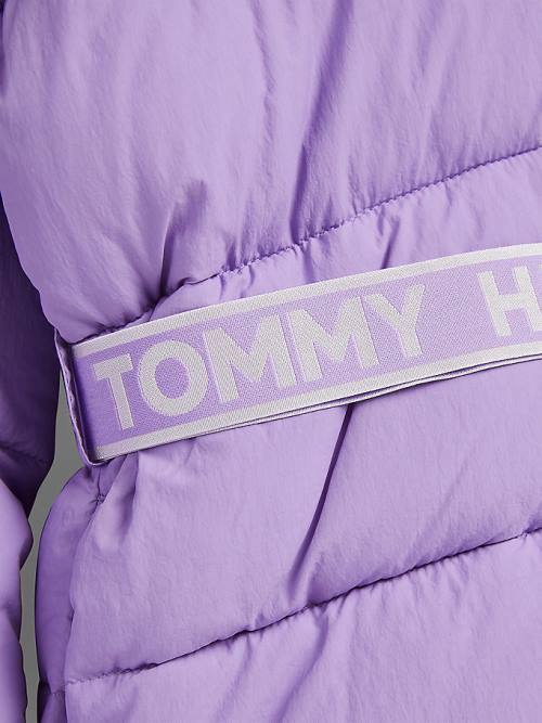 Tommy Hilfiger Logo Belt Recycled Puffer Jassen Meisjes Paars | TH547GNF