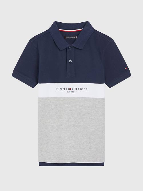 Tommy Hilfiger Logo Colour-Blocked Polo T-shirts Jongens Grijs | TH306LCS