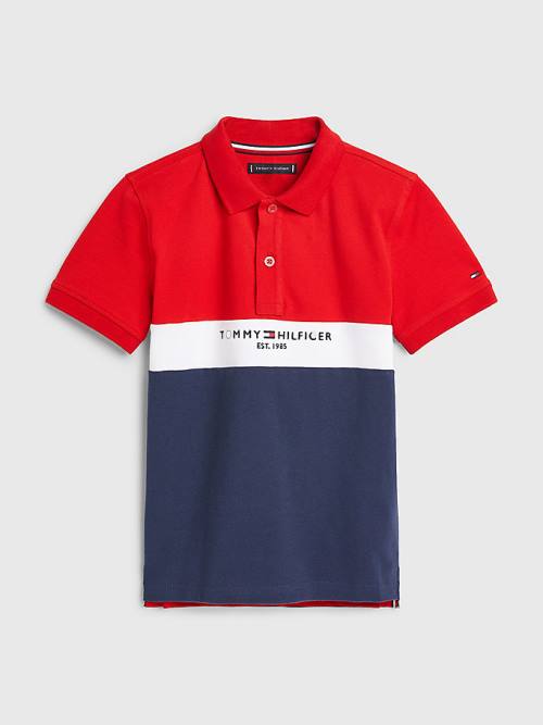 Tommy Hilfiger Logo Colour-Blocked Polo T-shirts Jongens Blauw | TH468WTL