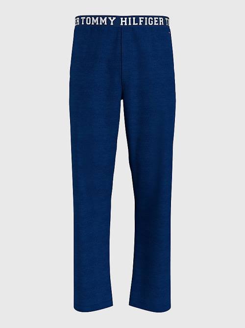 Tommy Hilfiger Logo Contrast Trim Bottoms Pyjamas Heren Blauw | TH571UGJ