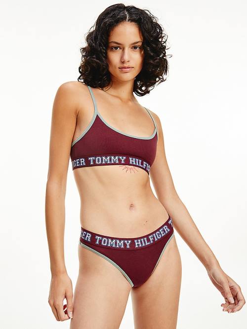 Tommy Hilfiger Logo Contrast Trim String Ondergoed Dames Paars | TH576GCW