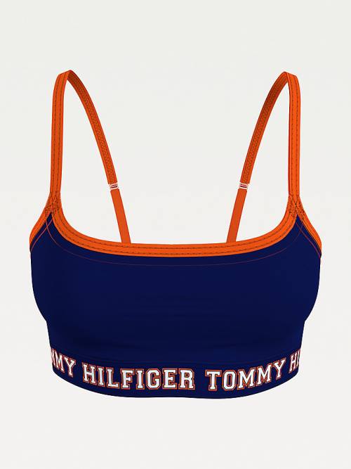 Tommy Hilfiger Logo Contrast Trim Unpadded Bralette Ondergoed Dames Blauw | TH401RNL