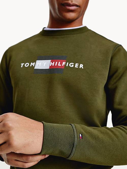 Tommy Hilfiger Logo Crew Neck Sweatshirts Heren Bruin | TH094KJM