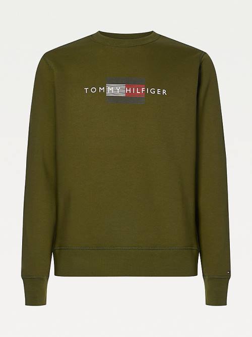 Tommy Hilfiger Logo Crew Neck Sweatshirts Heren Bruin | TH094KJM