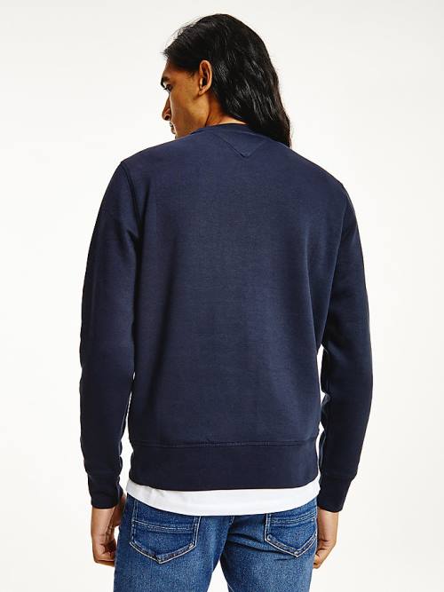 Tommy Hilfiger Logo Crew Neck Sweatshirts Heren Blauw | TH469ANH