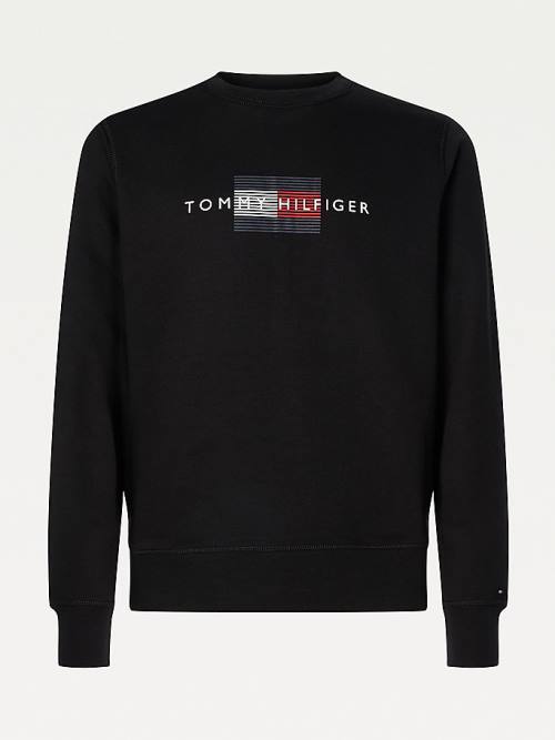 Tommy Hilfiger Logo Crew Neck Sweatshirts Heren Zwart | TH943CDU