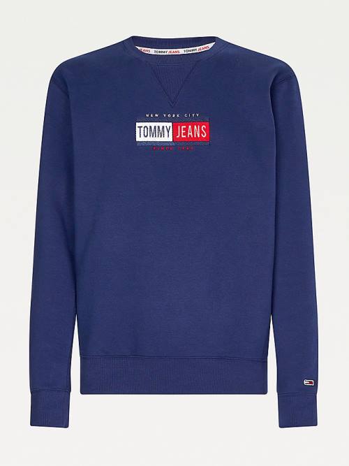 Tommy Hilfiger Logo Crew Neck Sweatshirts Heren Blauw | TH950GON