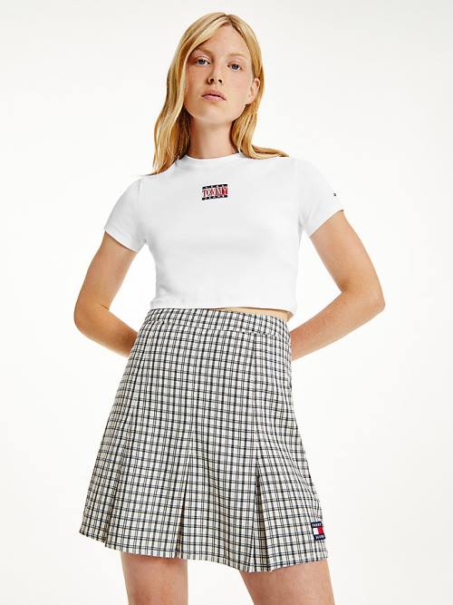 Tommy Hilfiger Logo Cropped Fit T-shirts Dames Wit | TH695AUT