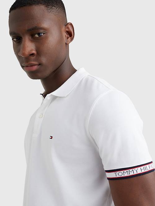 Tommy Hilfiger Logo Cuff Regular Fit Poloshirt Heren Wit | TH740VAD