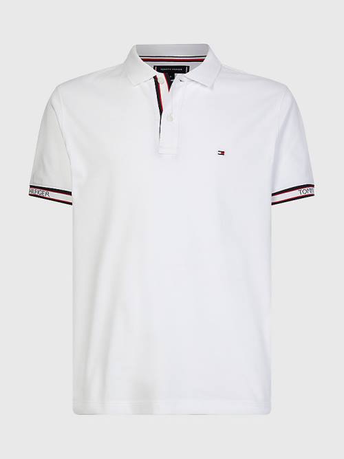 Tommy Hilfiger Logo Cuff Regular Fit Poloshirt Heren Wit | TH740VAD