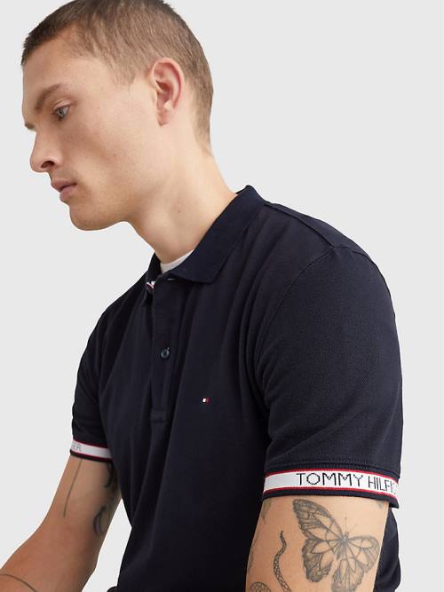 Tommy Hilfiger Logo Cuff Regular Fit Poloshirt Heren Blauw | TH930GJI