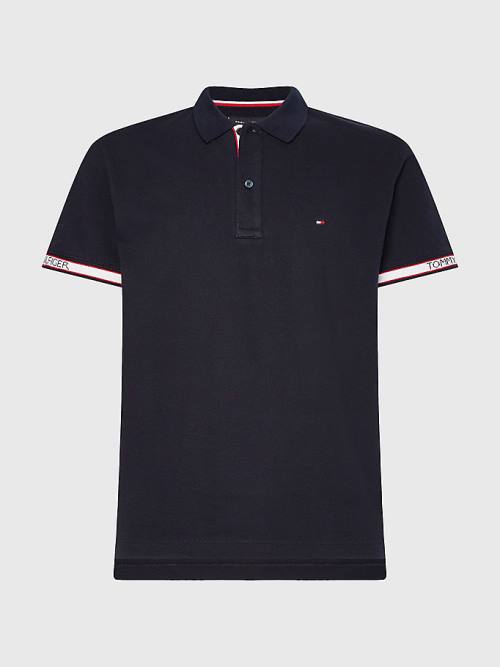 Tommy Hilfiger Logo Cuff Regular Fit Poloshirt Heren Blauw | TH930GJI