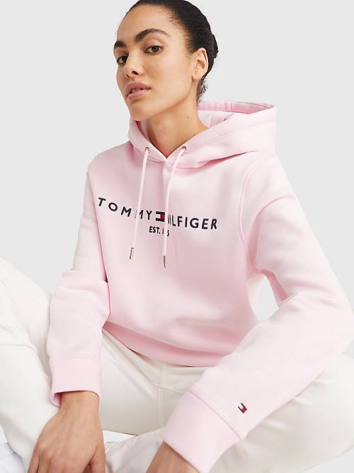 Tommy Hilfiger Logo Drawstring Regular Fit Hoodie Dames Roze | TH015VDI