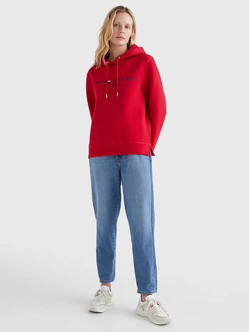 Tommy Hilfiger Logo Drawstring Regular Fit Hoodie Dames Rood | TH023DCI