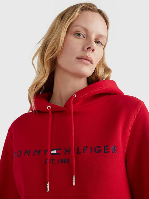 Tommy Hilfiger Logo Drawstring Regular Fit Hoodie Dames Rood | TH023DCI