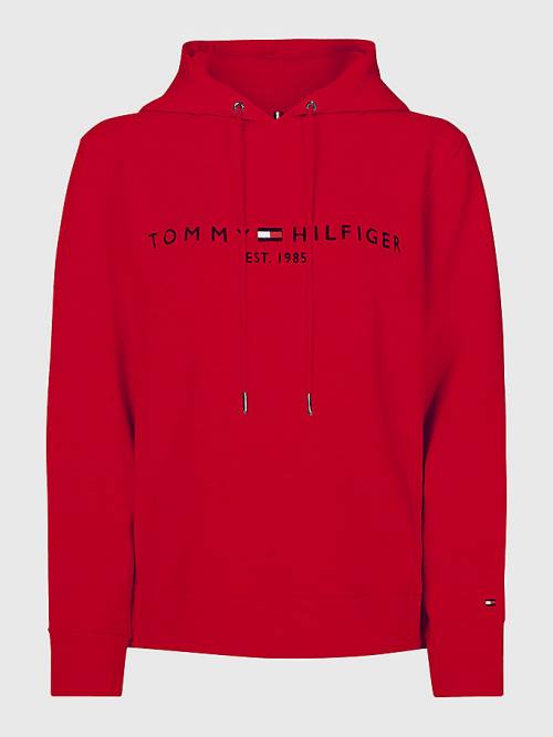 Tommy Hilfiger Logo Drawstring Regular Fit Hoodie Dames Rood | TH023DCI