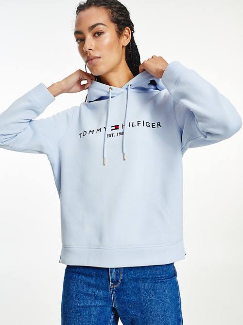 Tommy Hilfiger Logo Drawstring Regular Fit Hoodie Dames Blauw | TH170JDK