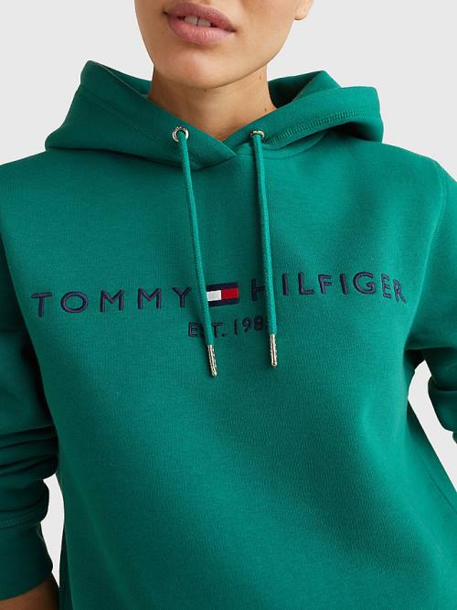 Tommy Hilfiger Logo Drawstring Regular Fit Hoodie Dames Groen | TH172QDC