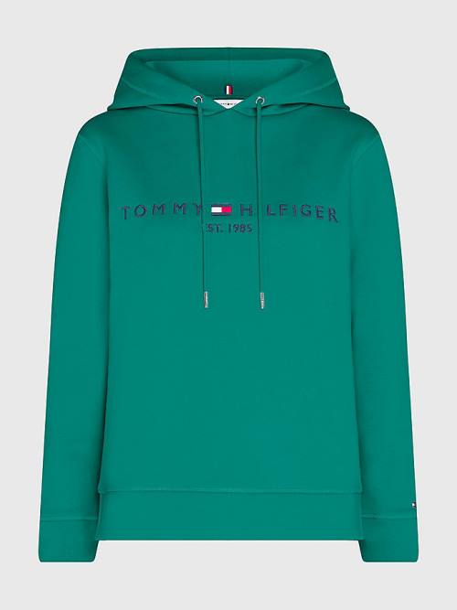 Tommy Hilfiger Logo Drawstring Regular Fit Hoodie Dames Groen | TH172QDC