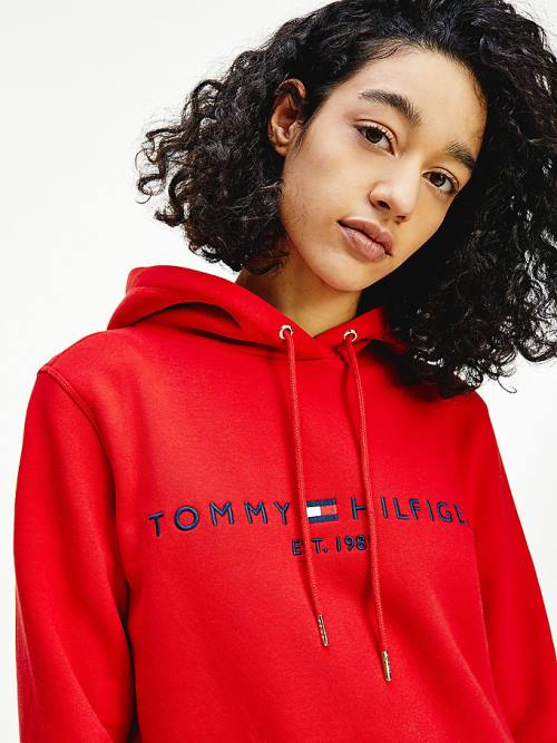 Tommy Hilfiger Logo Drawstring Regular Fit Hoodie Dames Rood | TH217OCZ