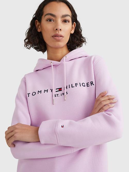 Tommy Hilfiger Logo Drawstring Regular Fit Hoodie Dames Paars | TH278YLJ