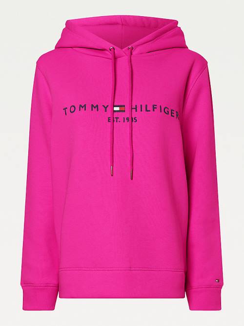 Tommy Hilfiger Logo Drawstring Regular Fit Hoodie Dames Roze | TH408WVB