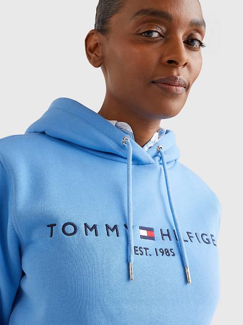 Tommy Hilfiger Logo Drawstring Regular Fit Hoodie Dames Blauw | TH536LOA