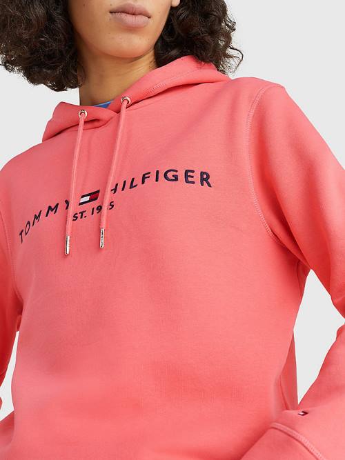 Tommy Hilfiger Logo Drawstring Regular Fit Hoodie Dames Rood | TH568TBA