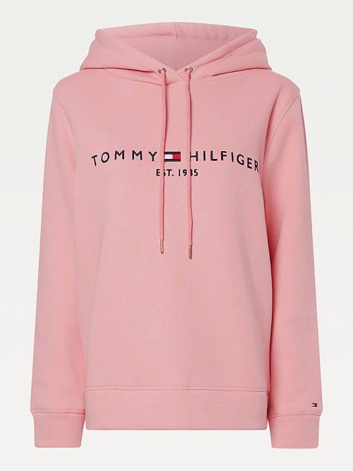 Tommy Hilfiger Logo Drawstring Regular Fit Hoodie Dames Roze | TH697GIZ