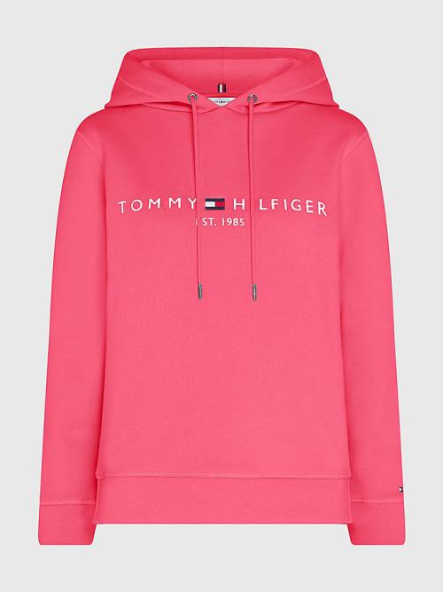 Tommy Hilfiger Logo Drawstring Regular Fit Hoodie Dames Roze | TH859DTO