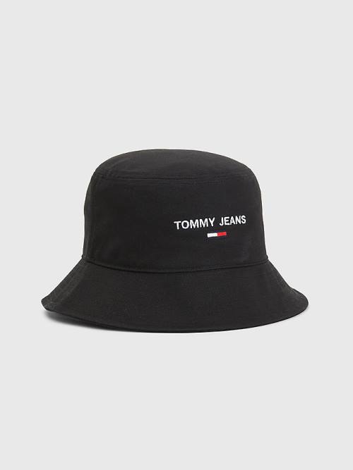 Tommy Hilfiger Logo Embroidery Bucket Hoeden Dames Zwart | TH054MXK