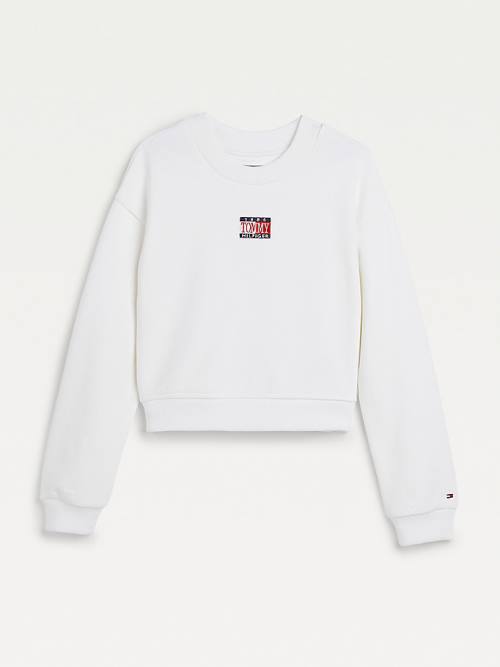 Tommy Hilfiger Logo Embroidery Cropped Sweatshirts Meisjes Wit | TH750LXS