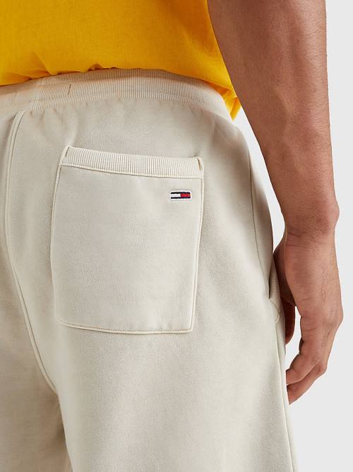 Tommy Hilfiger Logo Embroidery Fleece Basketball Korte Broek Heren Beige | TH725RAW