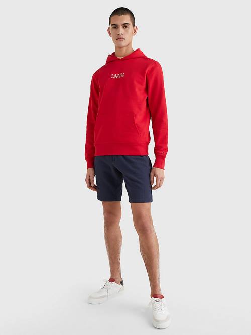 Tommy Hilfiger Logo Embroidery Hoodie Heren Rood | TH134RHE