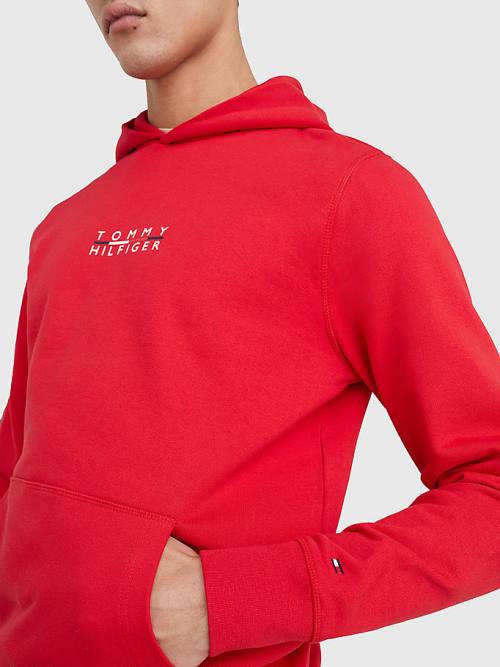 Tommy Hilfiger Logo Embroidery Hoodie Heren Rood | TH134RHE