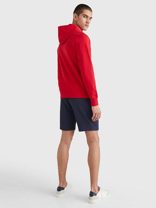 Tommy Hilfiger Logo Embroidery Hoodie Heren Rood | TH134RHE